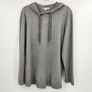 Chicos 3 Zenergy Cashmere Blend Sparkle Cord Hoodie Womens Size XL Gray Knit